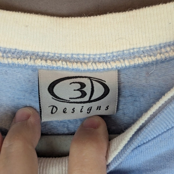 3 Designs medium snowman sweatshirt in light blue no size tag - Picture 2 of 6